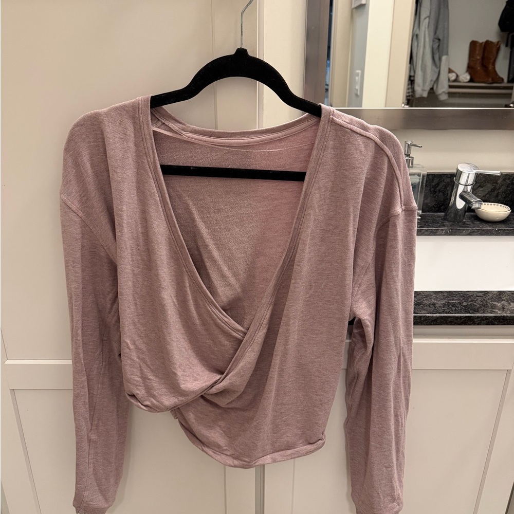lululemon athletica Mauve Pink Draped Long-Sleeve Crop Top